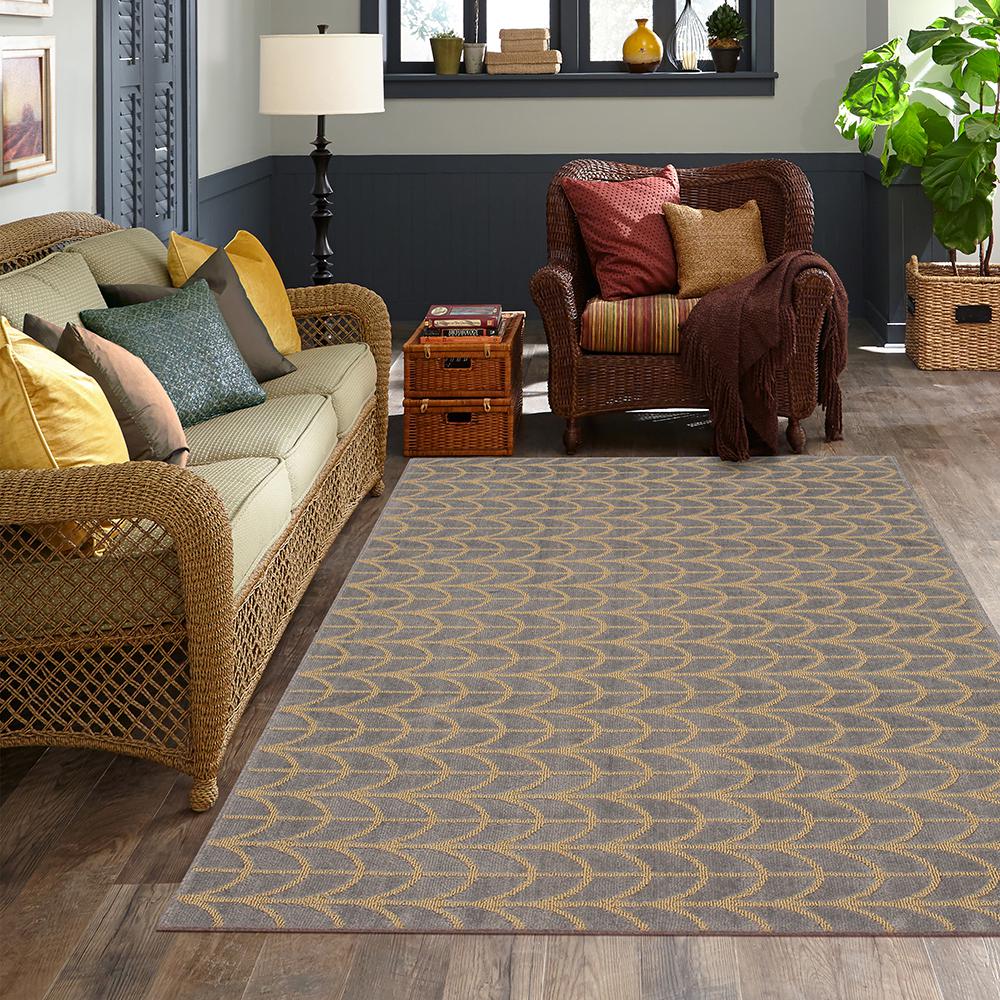 Scott Living Deviate Grey Gold Metallic 7 Ft X 10 Ft Indoor Area Rug 655952 The Home Depot