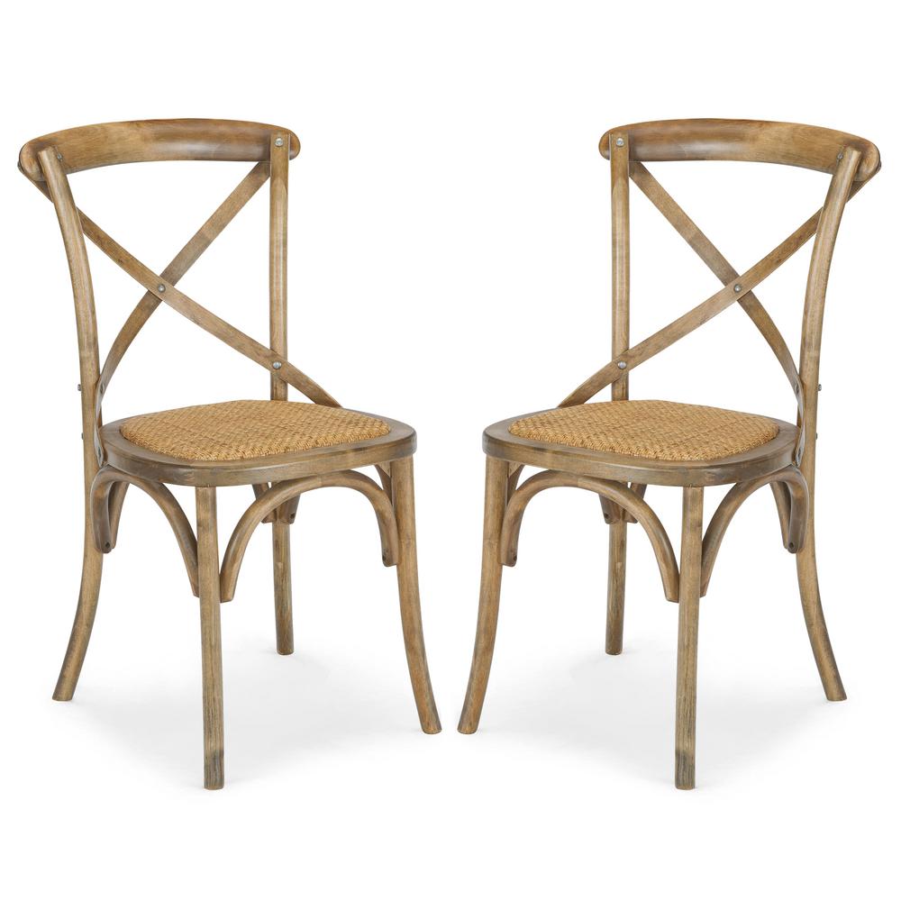 Poly And Bark Cafton Spanish Brown Crossback Side Chair Set