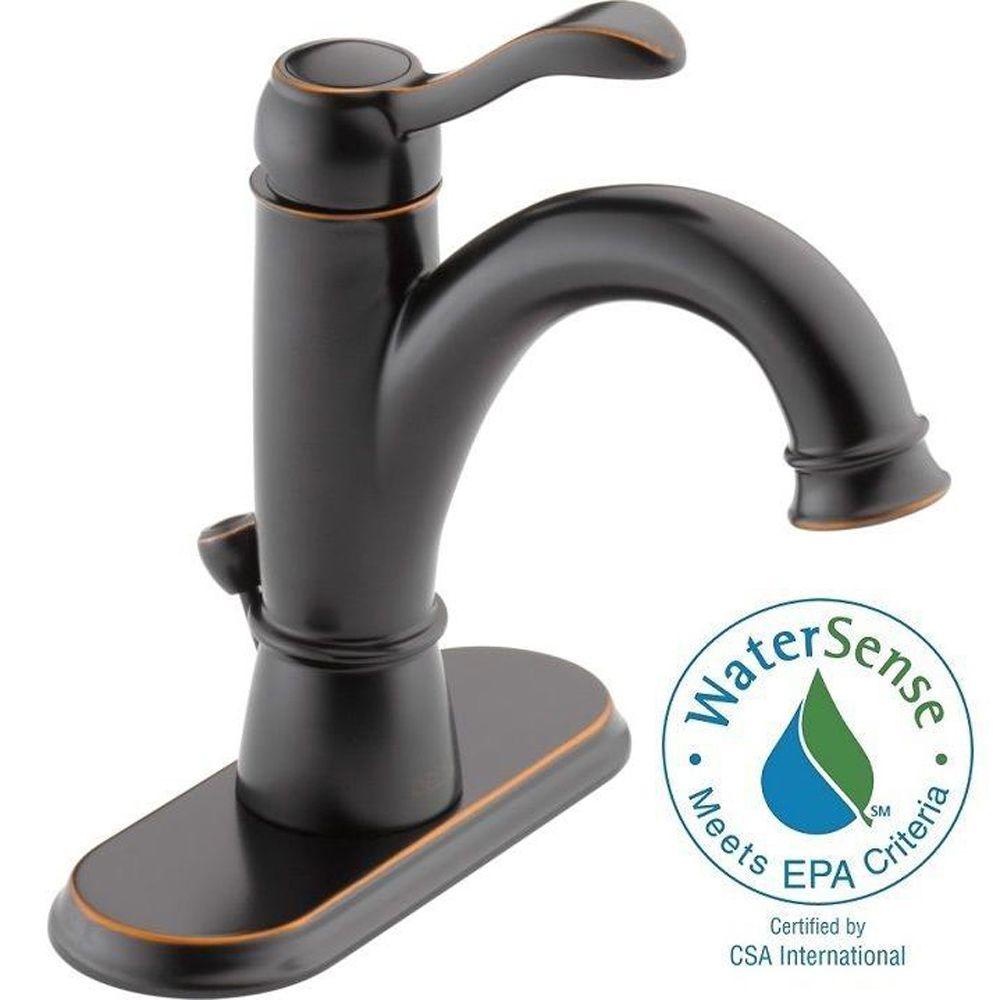 Delta Porter Single Hole Single Handle Bathroom Faucet In Oil Rubbed   Oil Rubbed Bronze Delta Single Handle Bathroom Sink Faucets 15984lf Ob 64 1000 