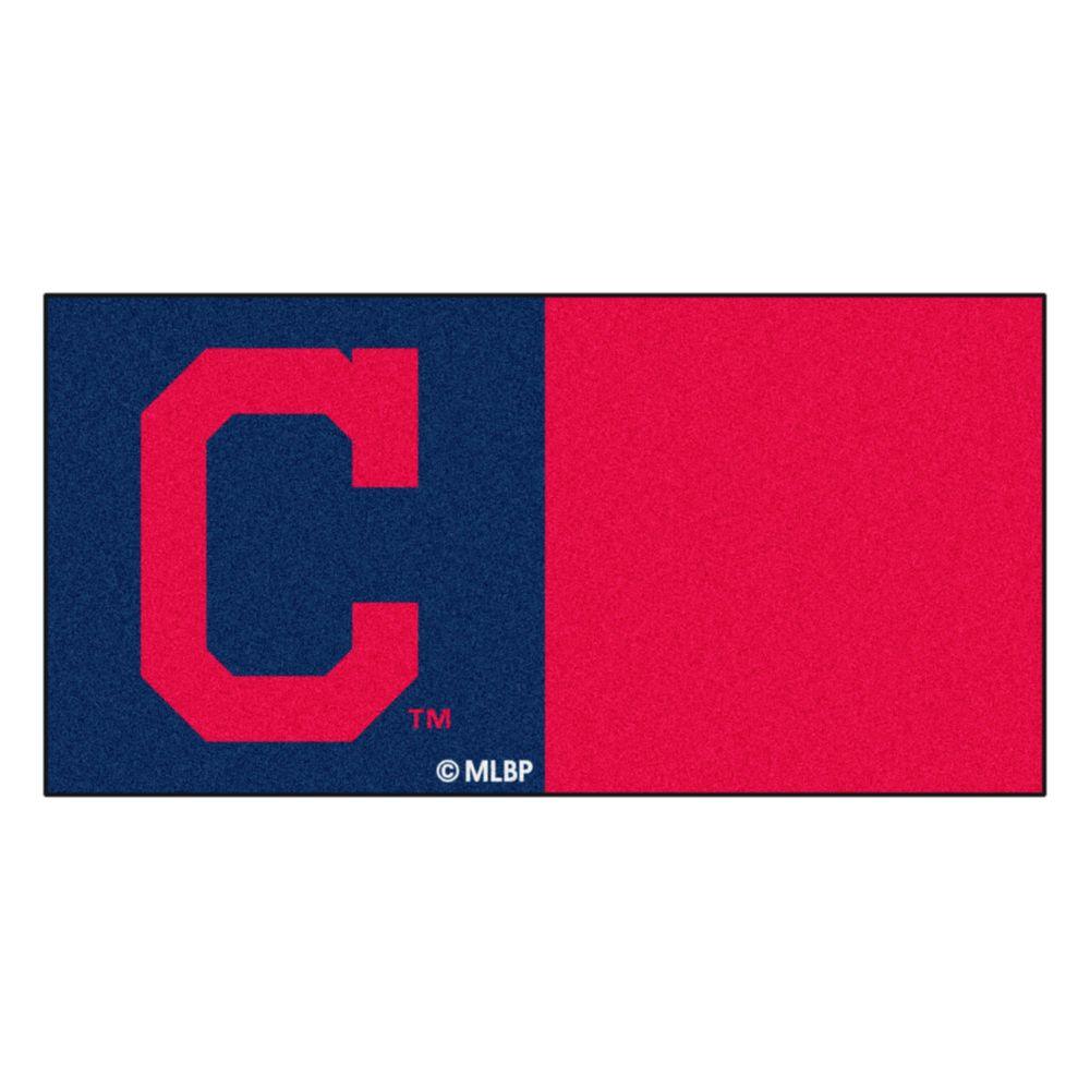 FANMATS MLB - Cleveland Indians Navy and Red Nylon 18 inch x 18 inch Carpet Tile... by FANMATS