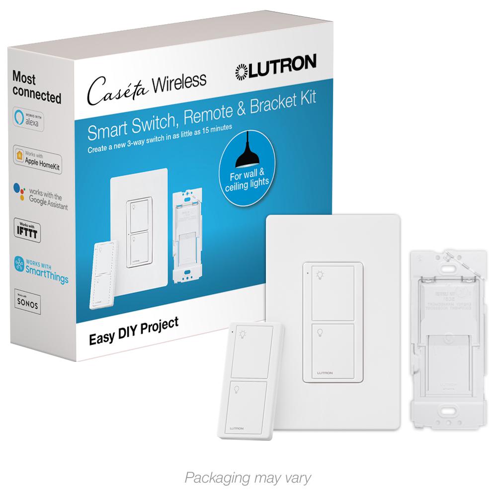 Lutron - Caseta Smart Switch Kit with Remote - White - White