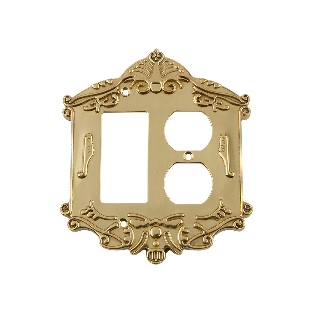 Nostalgic Warehouse Victorian Switch Plate with Rocker and Outlet in Polished Brass719948 The