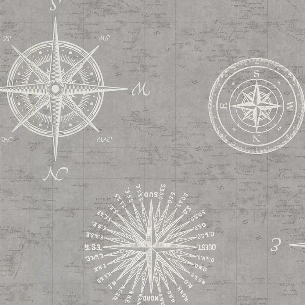 beacon house navigate grey vintage compass grey wallpaper sample 2604 21216sam the home depot beacon house navigate grey vintage compass grey wallpaper sample 2604 21216sam the home depot