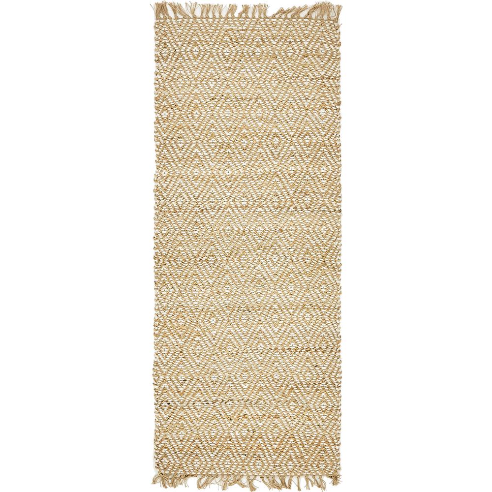 Unique Loom Braided Jute Collection Hand Woven Natural Fibers Natural Runner Rug 3 x 6