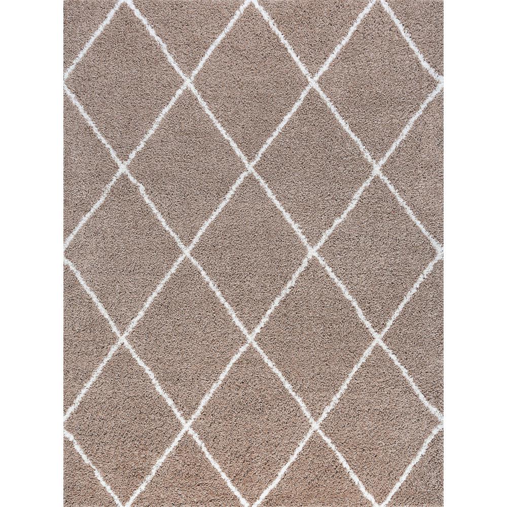 Tayse Rugs Jersey Shag Tan 4 ft. x 5 ft. Diamond Area RugJRS1108 4x6