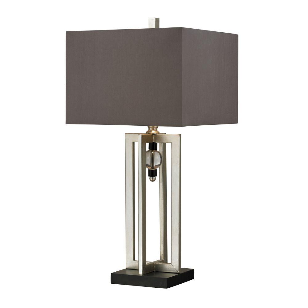 Square Gray Lamps Lighting The Home Depot Silver Leaf Table Lamp With Crystal Accents And Grey Shade