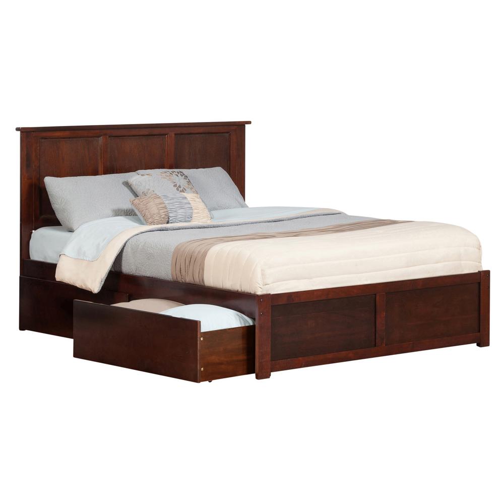 Atlantic Furniture Madison Walnut King Platform Bed with Flat Panel