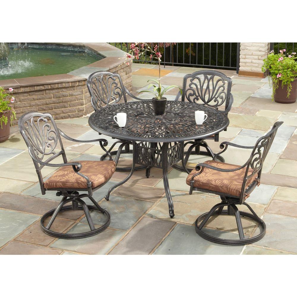 Homestyles Floral Blossom 42 In Round 5 Piece Swivel Patio Dining