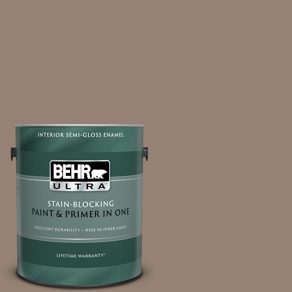 BEHR ULTRA 1 gal. N2305 Dry Brown SemiGloss Enamel Interior Paint