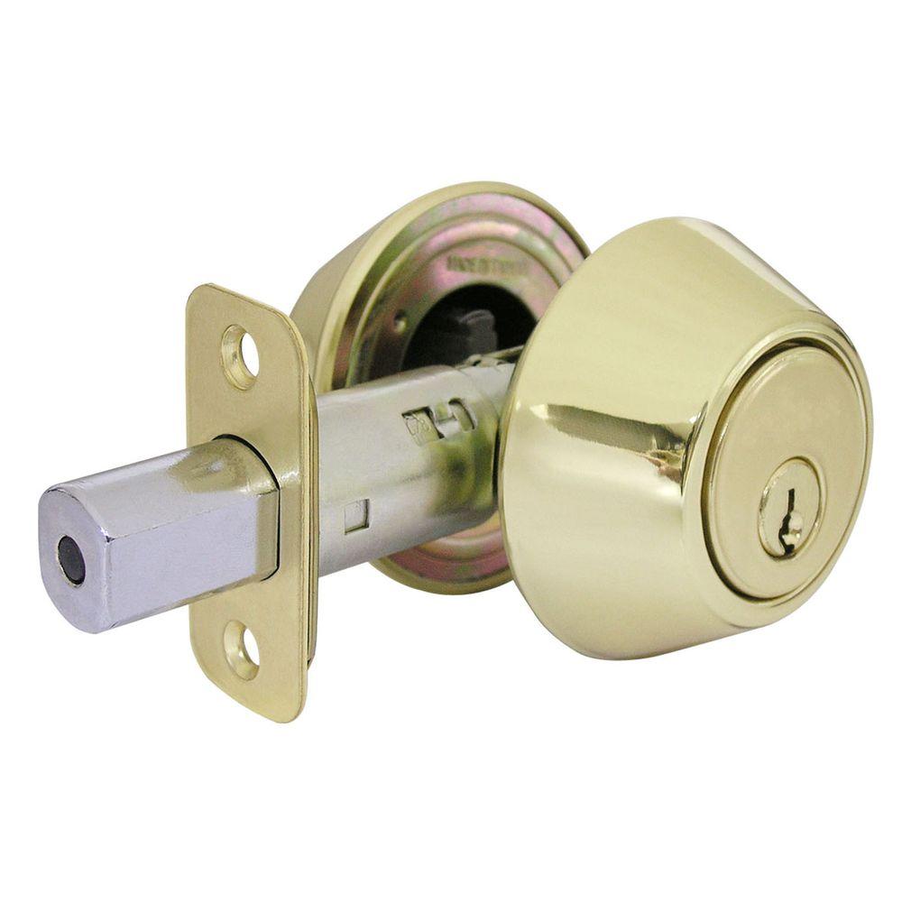 Kwikset Polished Brass Double Cylinder DeadboltL082171 The Home Depot