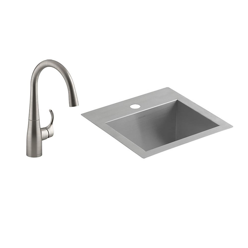 KOHLER Lyric Dual Mount Stainless Steel 15 in. 1Hole Single Bowl Bar