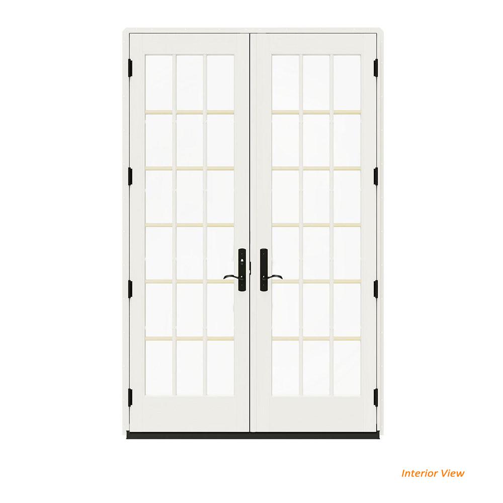 Red 59 X 96 Right Hand Inswing Doors Windows The Home Depot 60 In X 96 W 4500 Mesa Red Clad Wood Right