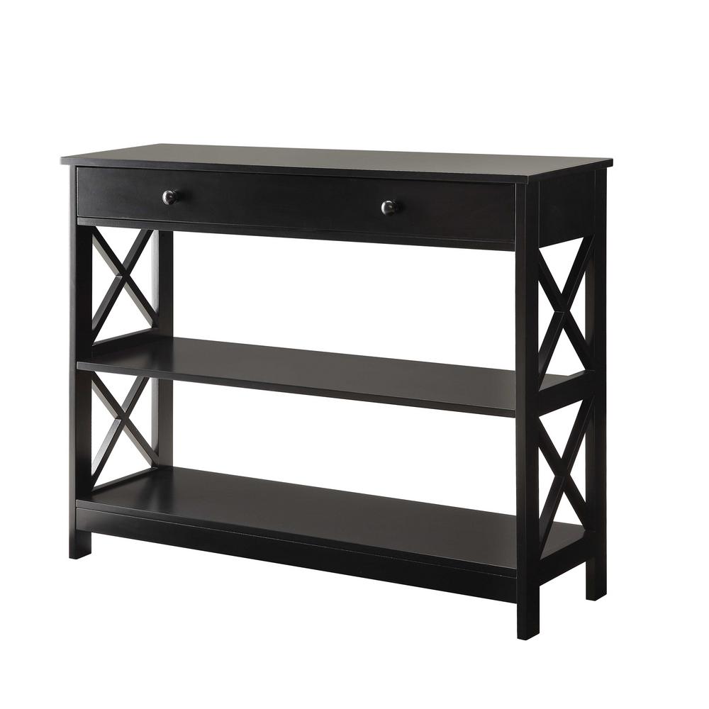 Convenience Concepts 203295BL Oxford 1 Drawer Console Table Black