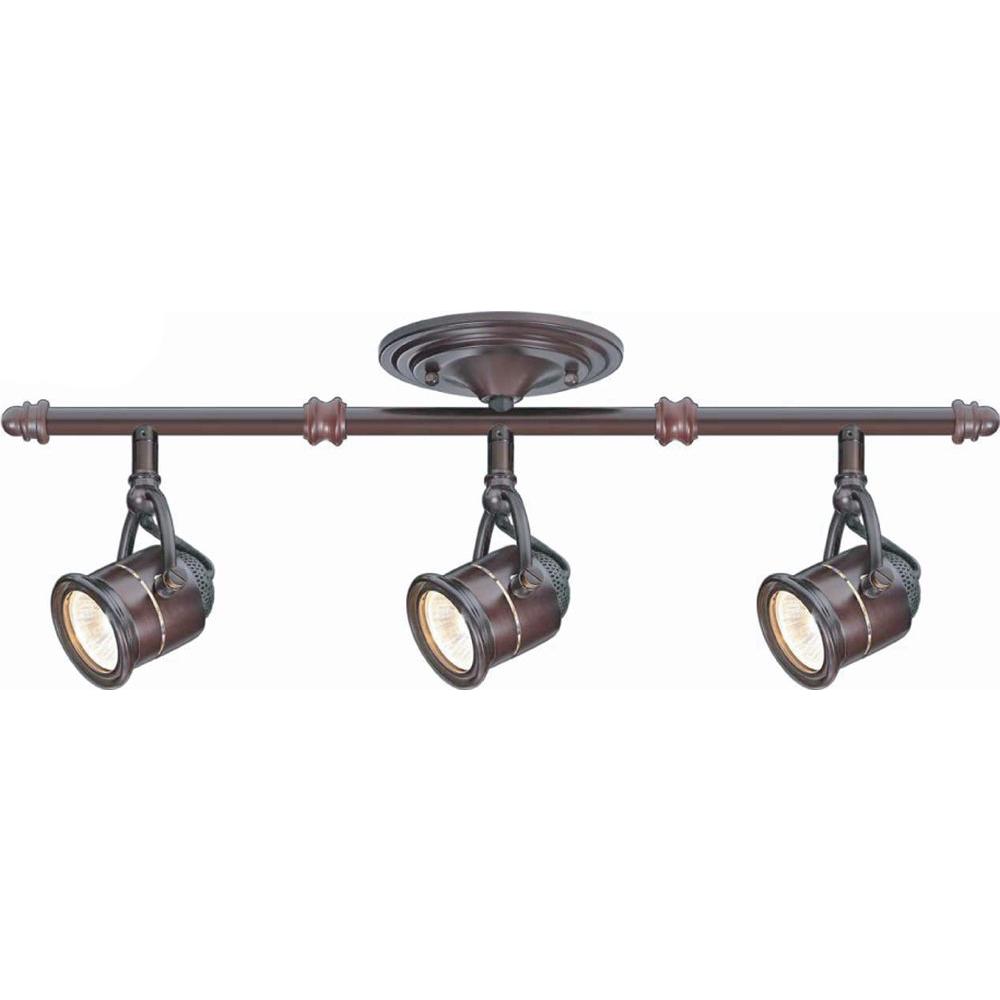 3 Light Antique Bronze Ceiling Bar Track Lighting Kit