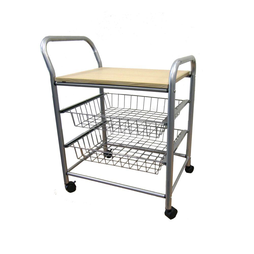 Home Decorators Collection Kitchen Carts Islands Silver Kitchen Cart With Baskets