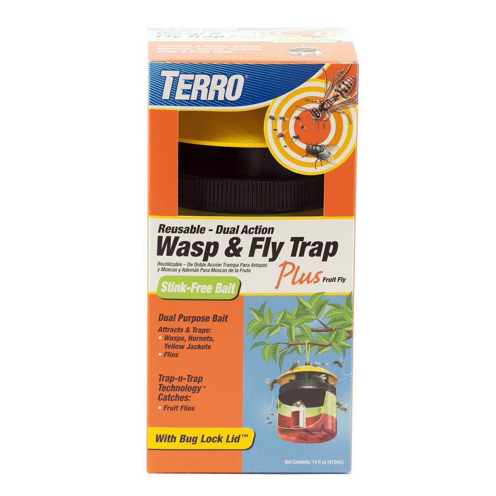 Terro Outdoor Reusable Wasp and Fly Plus Fruit Fly Trap 