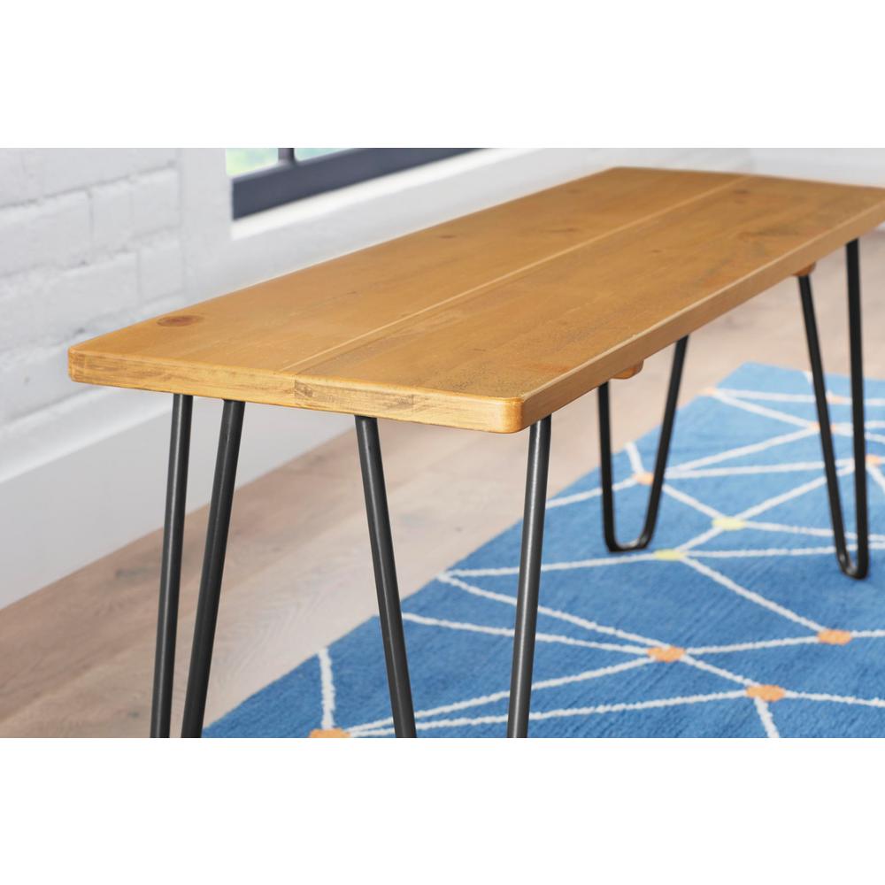 Stylewell Banyan Honey Brown Metal Backless Dining Bench With