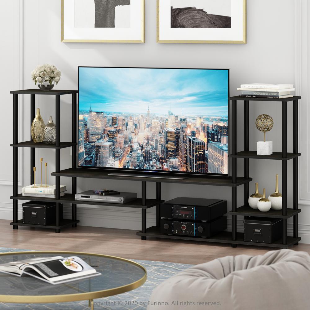Furinno TurnNTube 78 in. French Oak Gray Particle Board Entertainment