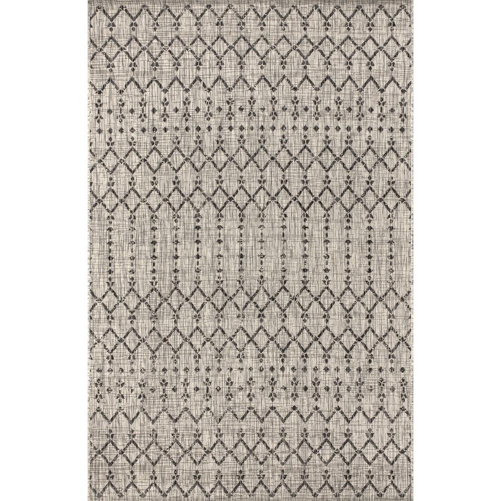 Ourika Moroccan Light Gray/Black 3 ft. 1 in. x 5 ft. Geometric Textured Weave Indoor/Outdoor Area Rug