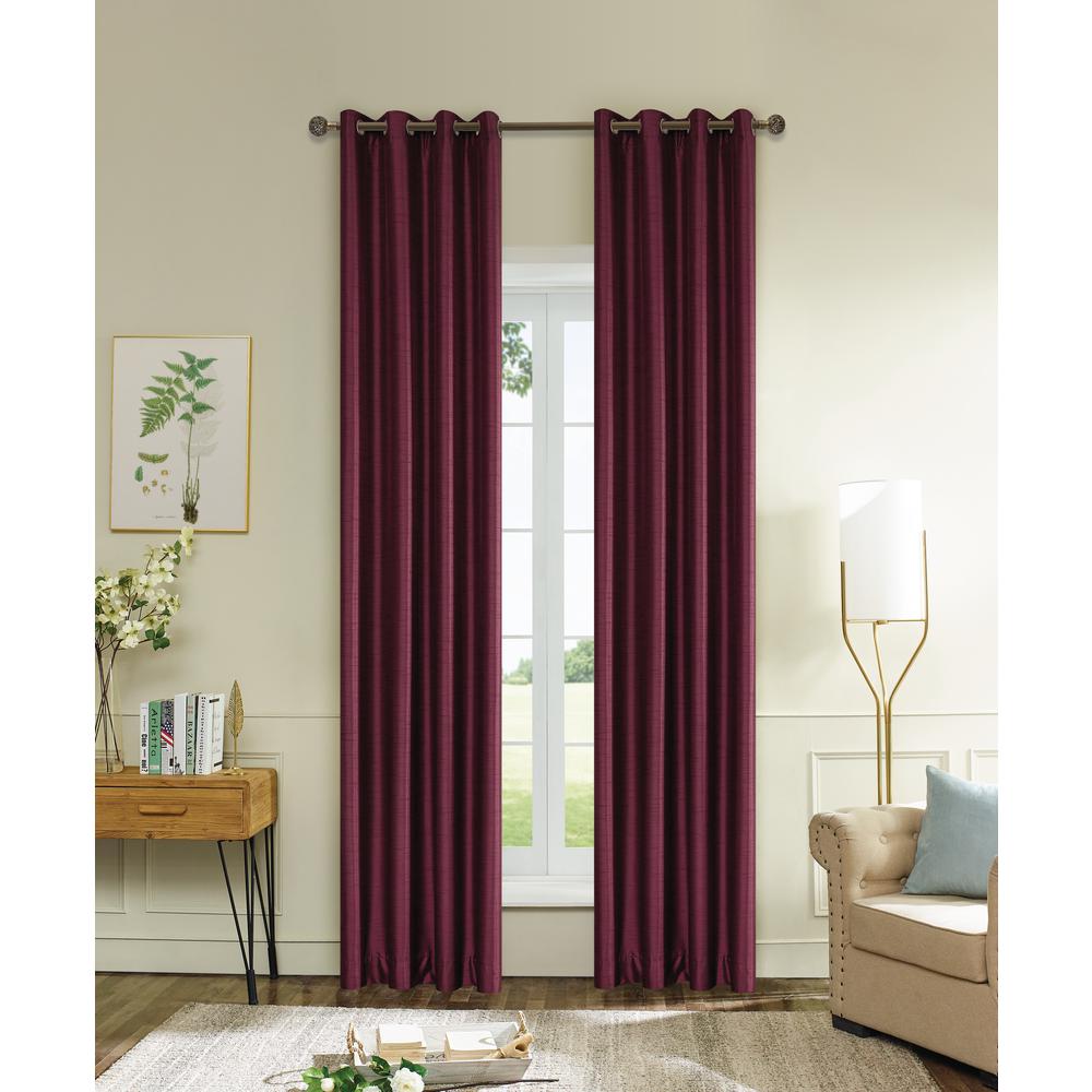 Lyndale Decor Aberdeen Max Blackout Thermal Coating Polyester Curtain in Burgundy 120 in. L x