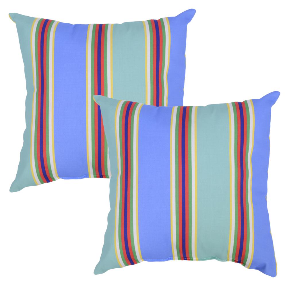 Plantation Patterns Periwinkle Stripe Square Outdoor Throw Pillow 2 Plantation Patterns Periwinkle Stripe Square Outdoor Throw Pillow 2 Pack