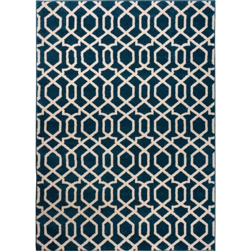 Well Woven Sydney Geo Helix Navy Blue 5 ft. 3 in. x 7 ft. 3 in. Modern