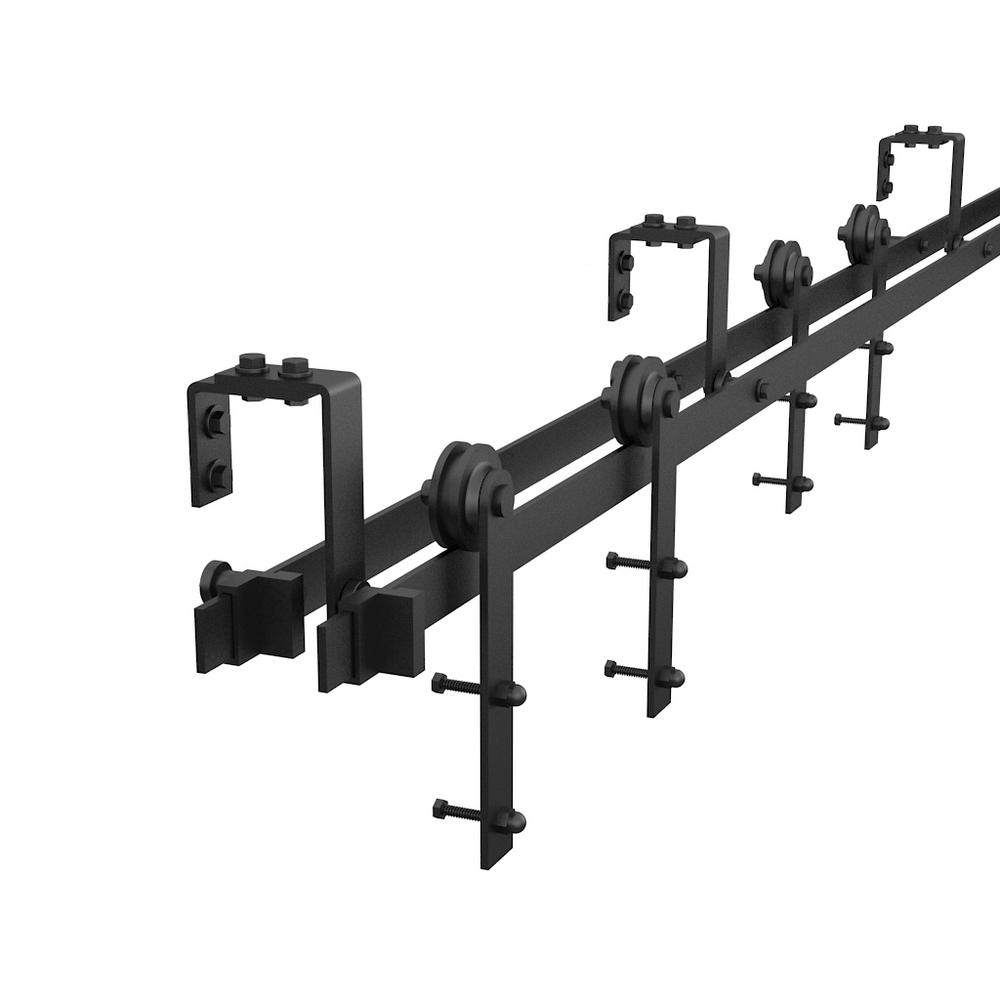 Winsoon 5 Ft 60 In Black Bypass Sliding Barn Hardware Track Kit