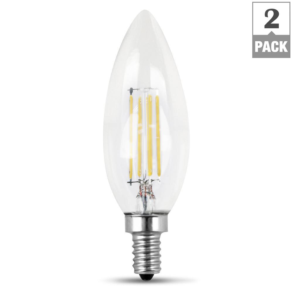 Feit Electric 60-Watt Equivalent B10 Candelabra Dimmable Filament ... Feit Electric 60-Watt Equivalent B10 Candelabra Dimmable Filament ...