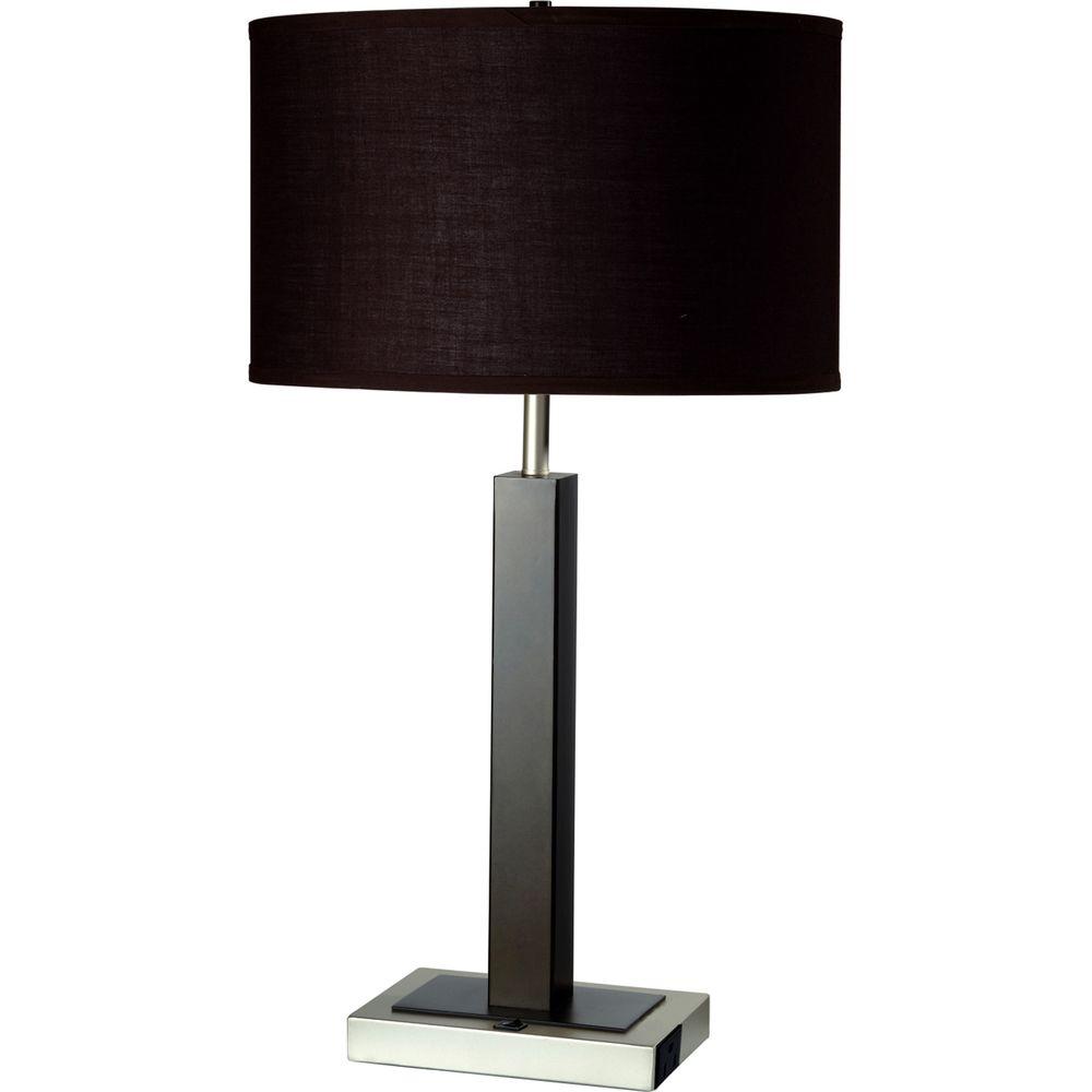 ORE International 26 in. Modern Silver Metal Table Lamp with Convenient