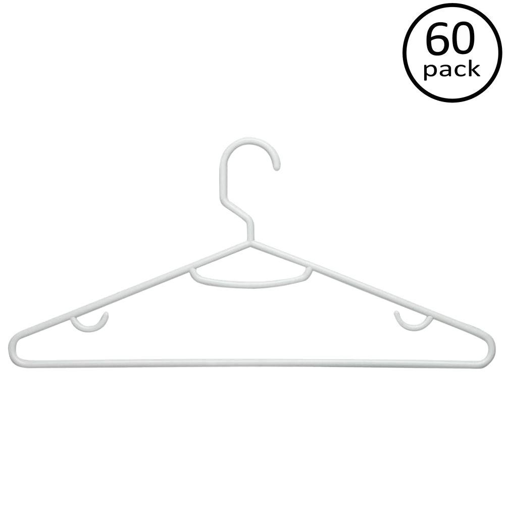 Honey-Can-Do HNGT01195 Lightweight Tubular Hangers White 60-Pack
