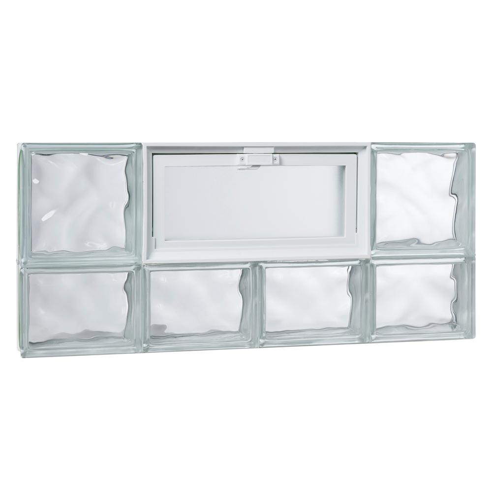TAFCO WINDOWS 31 in. x 13.25 in. x 3.125 in. Wave Pattern Glass Block Masonry Window with Vent