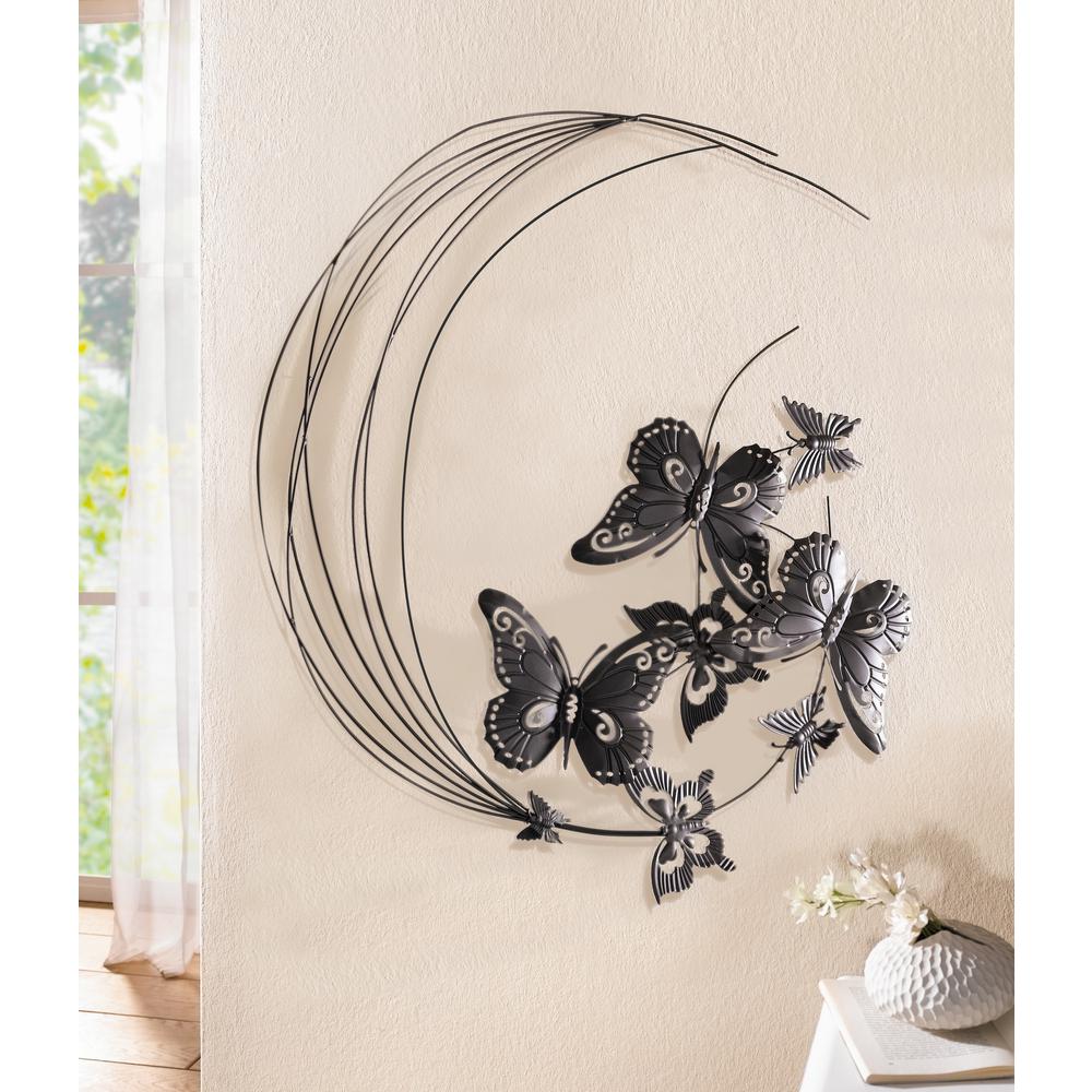 31 5 In X 27 6 Metal Flying Erfly With Swirls Wall Art 31 5 In X 27 6 Metal Flying Erfly With Swirls Wall Art