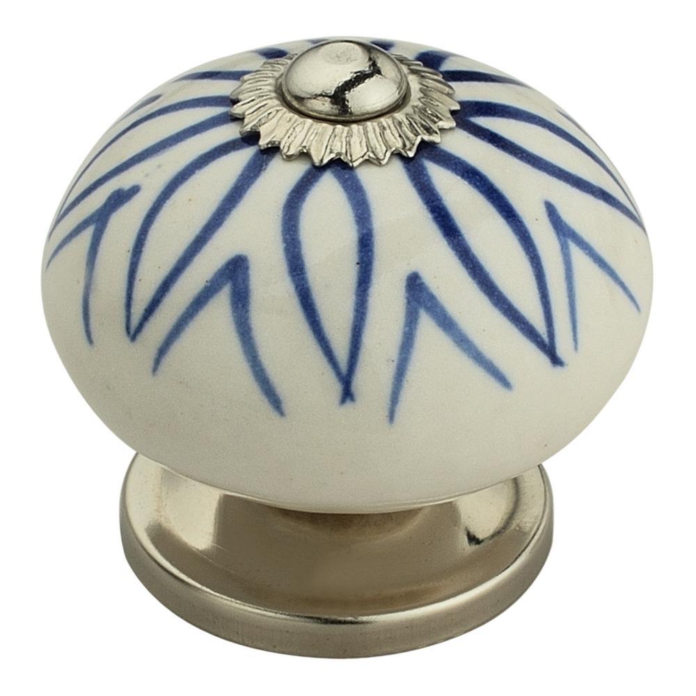 Mascot Hardware Elegant 15/8 in. (42 mm) Blue and White Knob