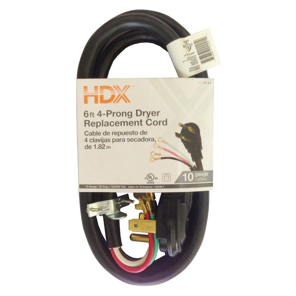 HDX 6 ft. 4-Wire Dryer Replacement Cord by HDX