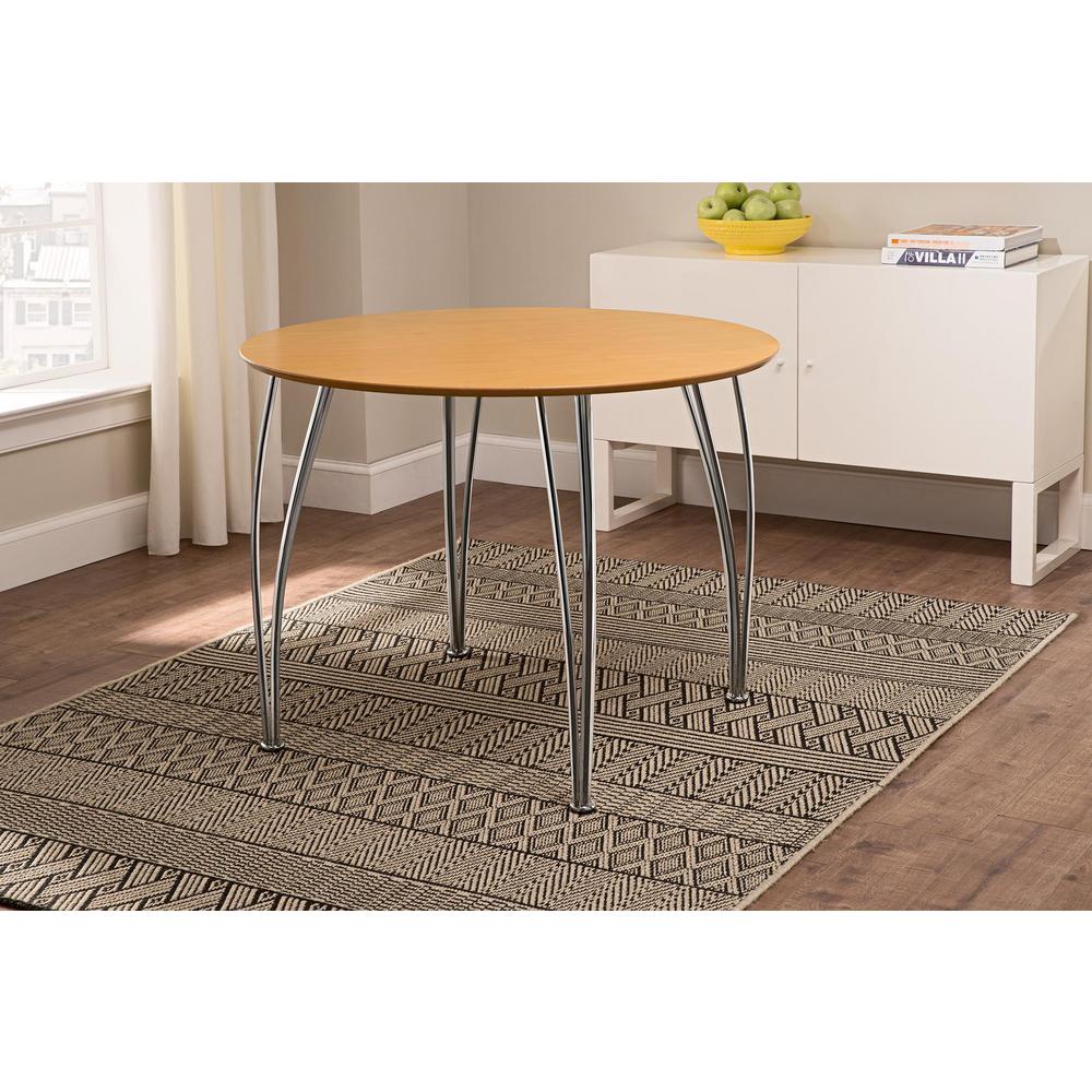 Dhp Bwood 39 5 In Round Natural Dining Table With Chrome Legs Round Natural Dining Table With Chrome Legs