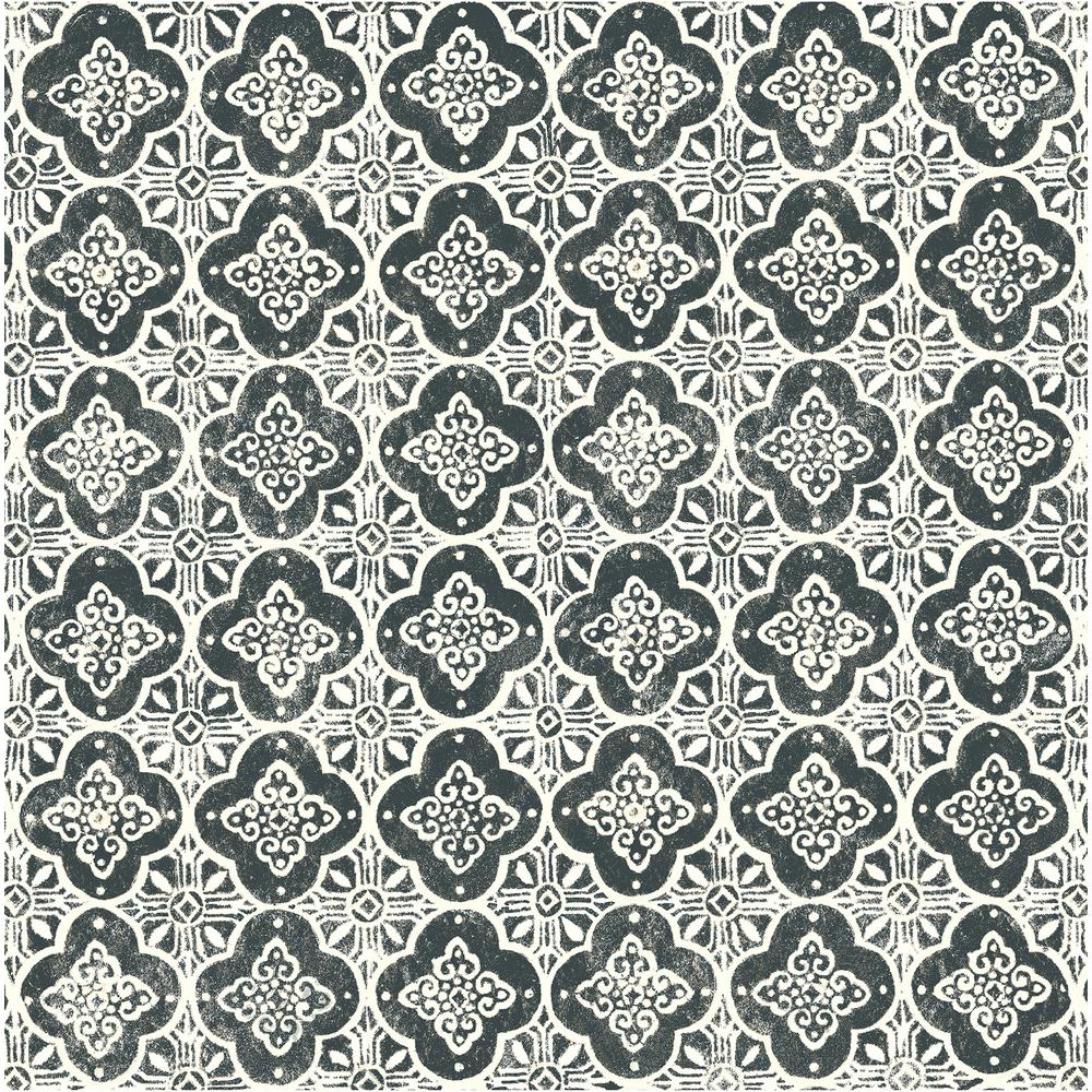 Brewster Seville Black Geometric Tile Black Wallpaper Sample 2734 003532sam The Home Depot