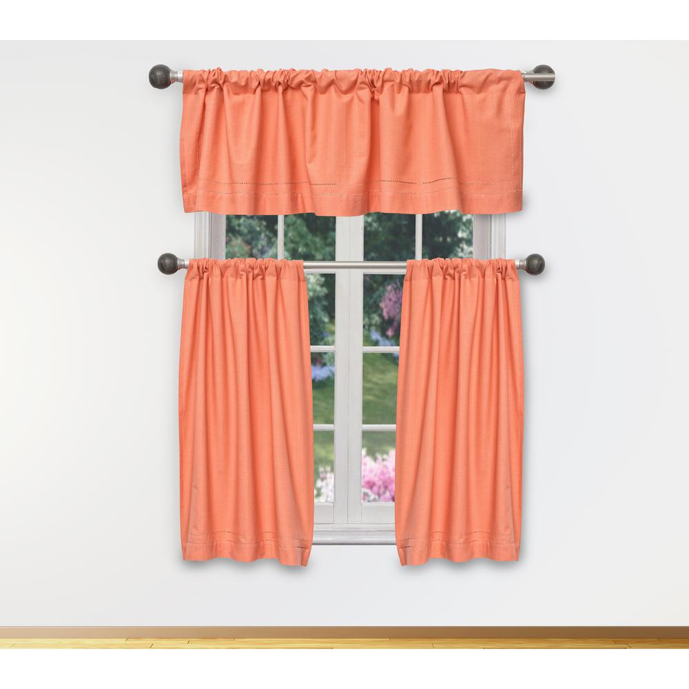 Duck River Miles Kitchen Valance In Tiers Coral 15 In W X 58 In L 3 Piece Mile 15032d 12 The Home Depot
