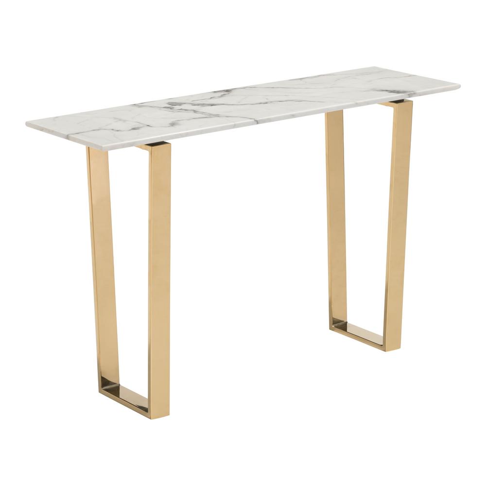 Zuo Atlas Stone Gold Console Table 100654 The Home Depot