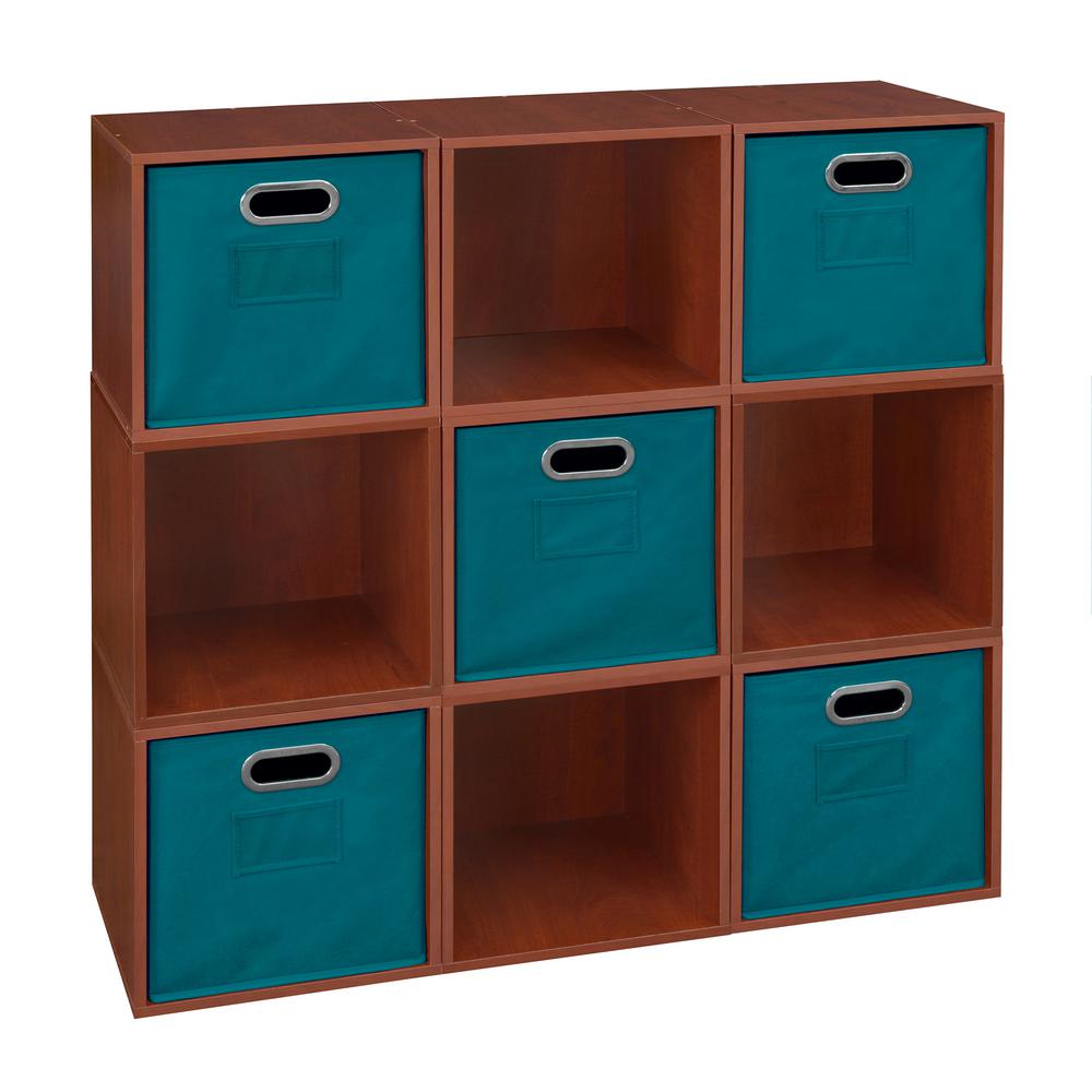 Niche Cubo 39 in. H x 39 in. W Cherry/Teal 9Cube and 5Canvas Bin
