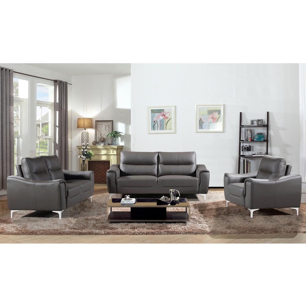 Ac Pacific Rachel 3 Piece Gray Modern Leather And Fabric Ac Pacific Rachel 3 Piece Gray Modern Leather And Fabric