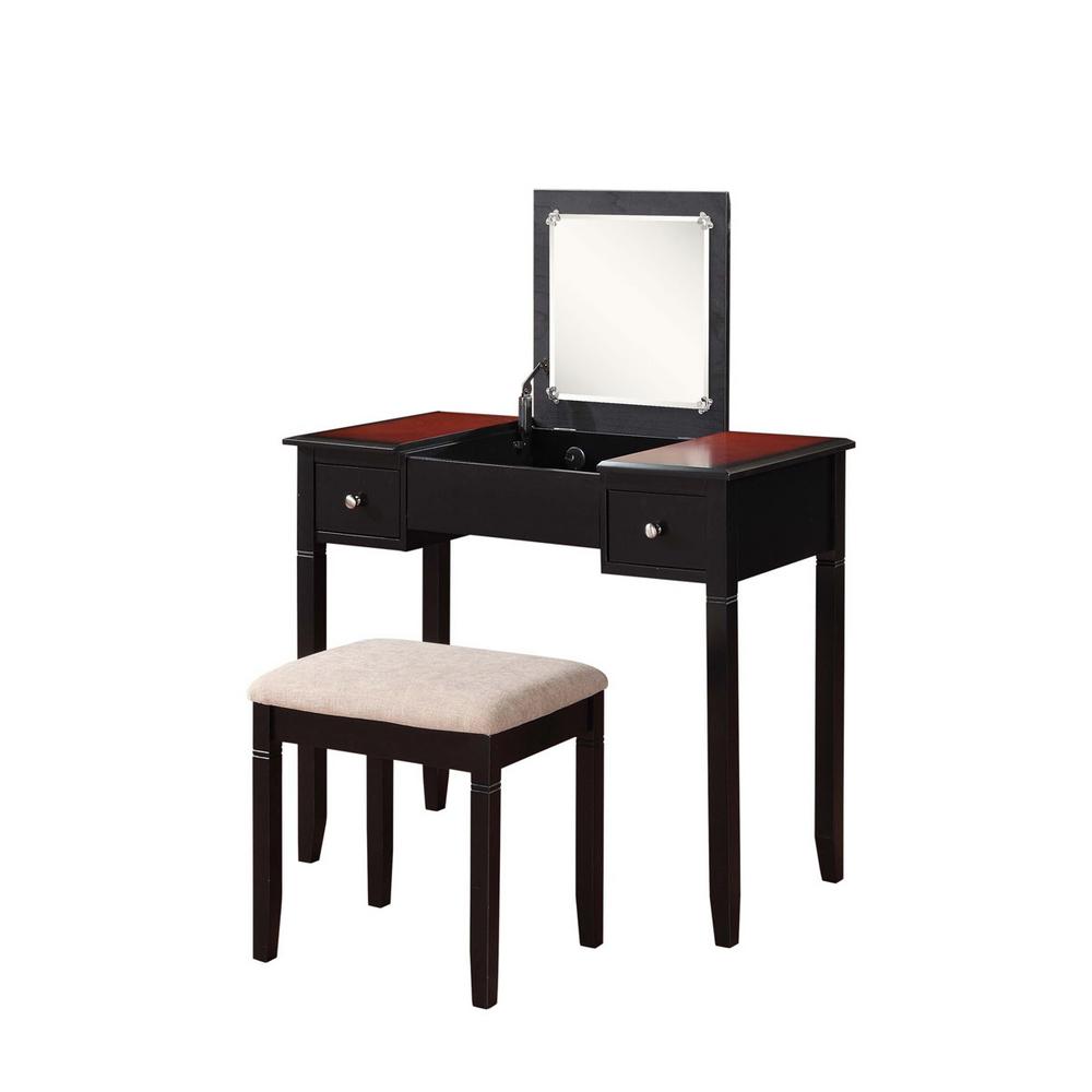 Linon Home Decor Camden 2 Piece Black Cherry Vanity Set