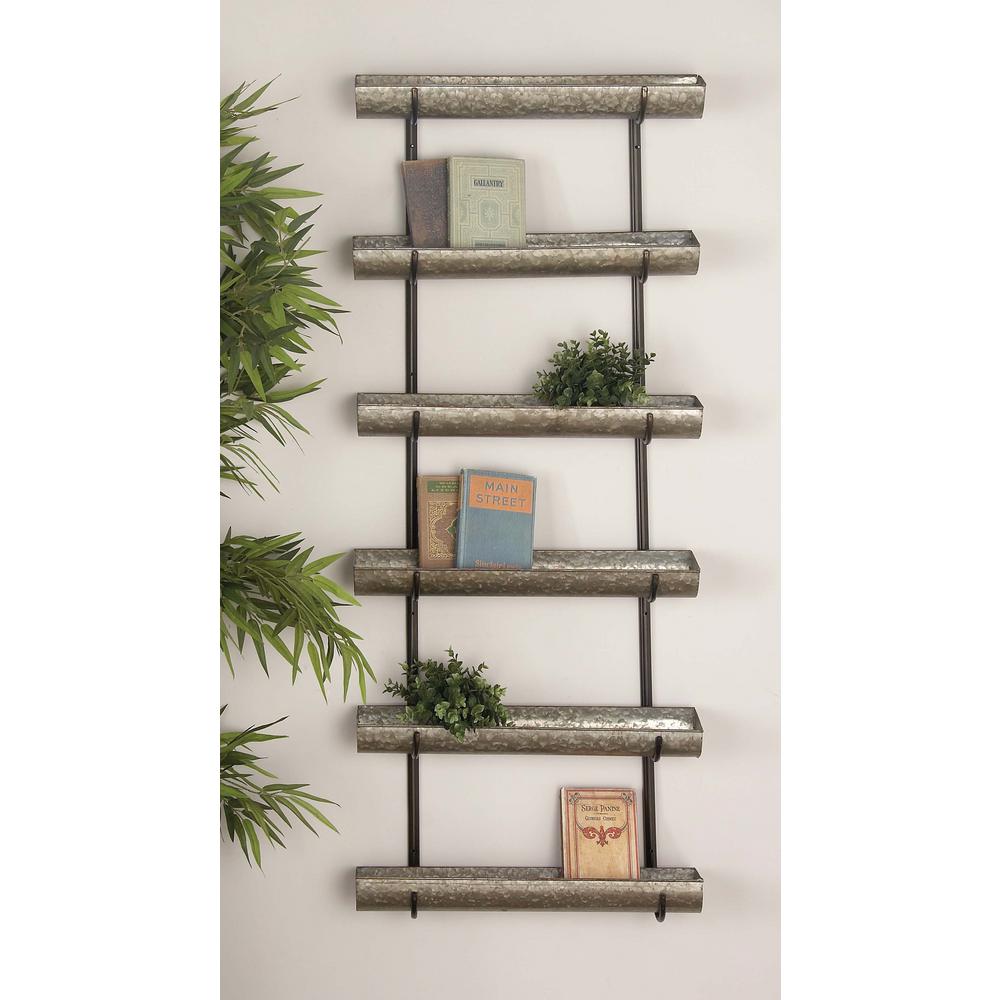 Litton Lane 58 In Rustic Galvanized Iron 5 Tier Planter 70556 The Rustic Galvanized Iron 5 Tier Planter 70556 The Home Depot