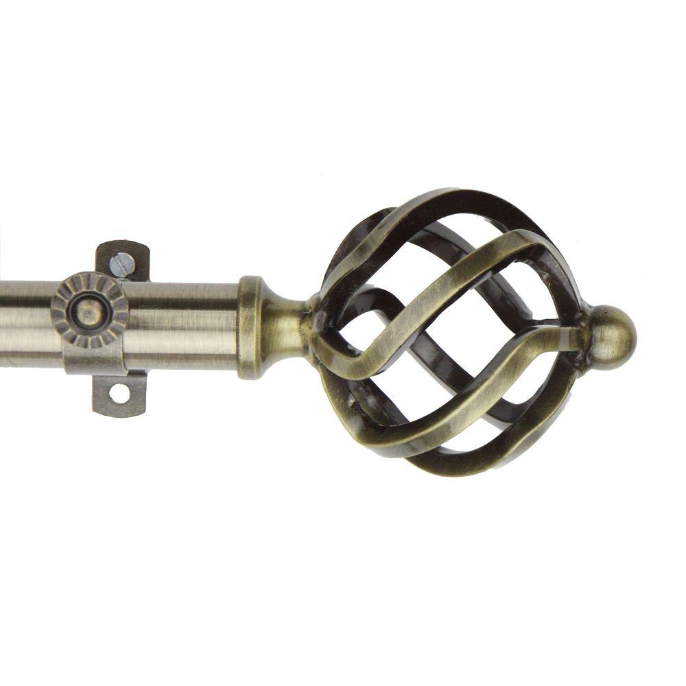 Rod Desyne 28 In 48 Telescoping Single Curtain Kit Telescoping Single Curtain Rod Kit In Antique Brass With Twist Finial