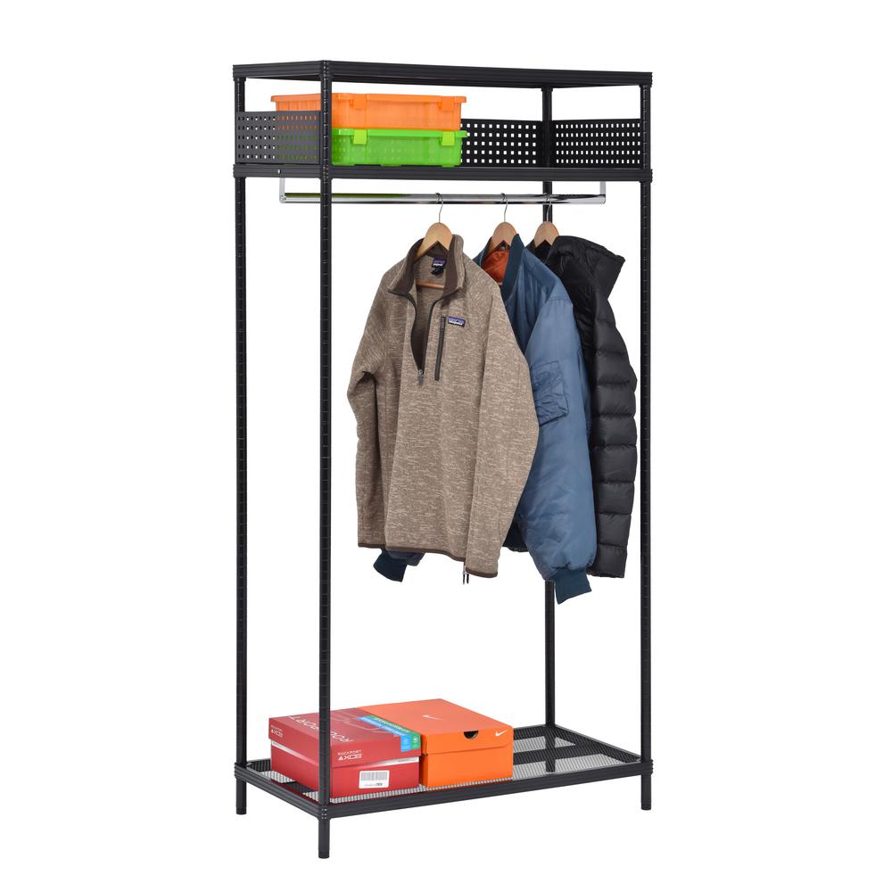 Muscle Rack 3 Shelf Black Steel Clothes Rack 36 In W X 71 In H Fmgrl361871 3b The Home Depot