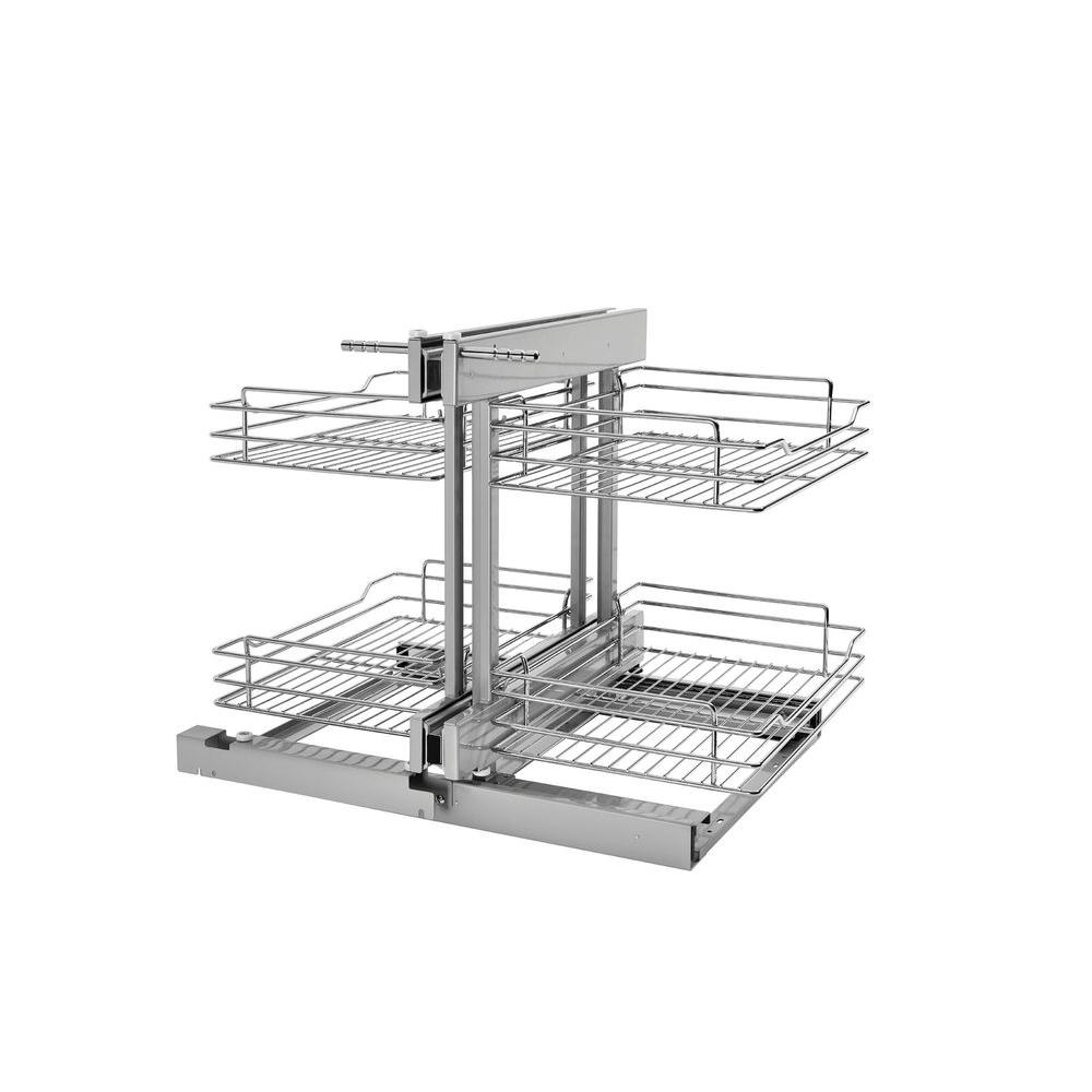 Pull Out Organizers Kitchen Cabinet The Home Depot Blind Corner Cabinet Pull Out Chrome 2 Tier Wire Basket Organizer