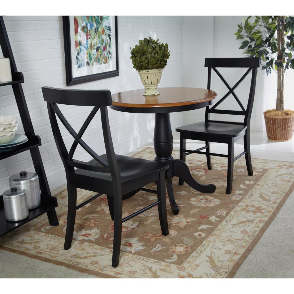 Black Wood X Back Dining Chair Set Of 2