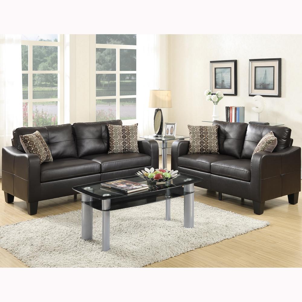 Venetian Worldwide Calabria 2 Piece Espresso Sofa Set Bonded