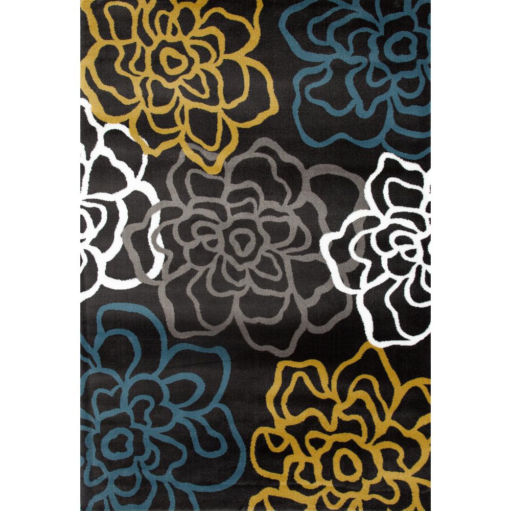 World Rug Gallery Contemporary Floral 9 ft. x 12 ft. Yellow Gray Area