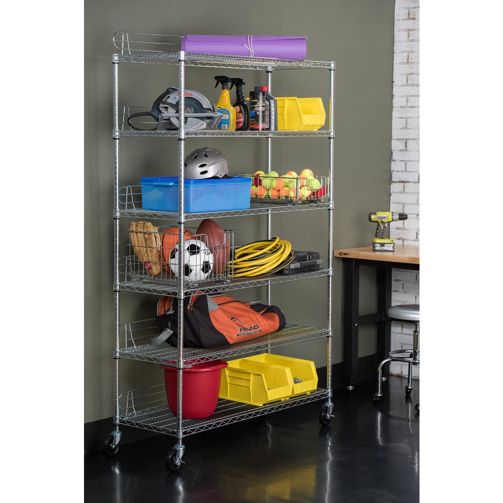 Trinity 6Tier 48 in. x 18 in. 77 in. Shelving Rack with Wheels in