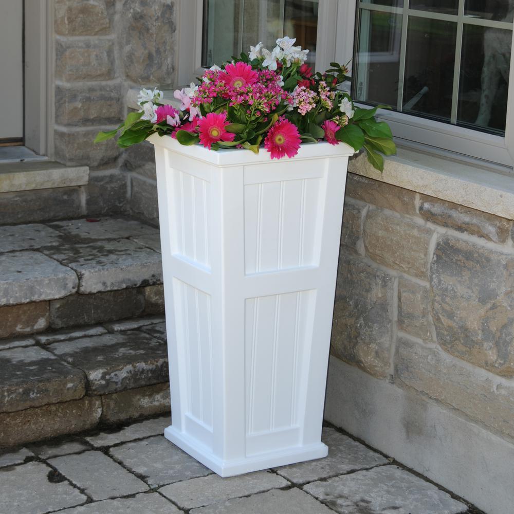 Mayne Cape Cod 15-1/2 In. Square White Plastic Column Planter-4843-W ...